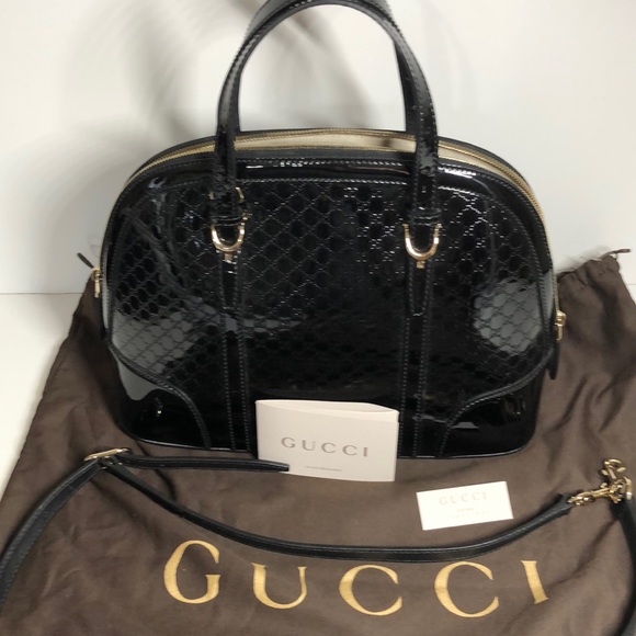 Gucci Black Patent Leather Dome Handbag - Picture 2 of 7